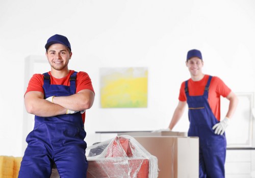 Office removals team preparing a workplace move in South Kensington