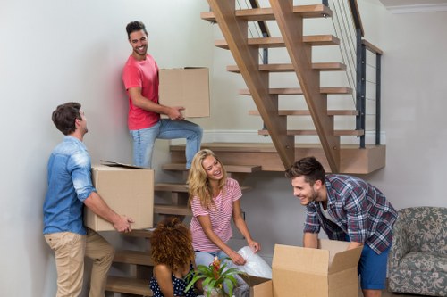 Student removals team handling boxes in South Kensington