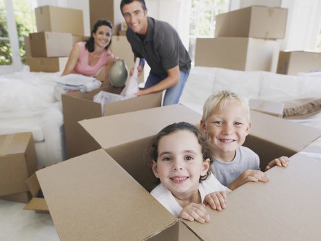 Packing materials and organised boxes prepared for a South Kensington home move