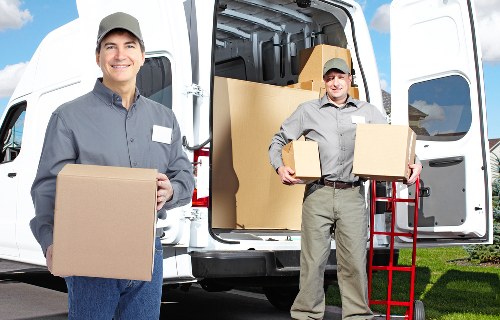 Packed moving boxes and furniture for a South Kensington relocation