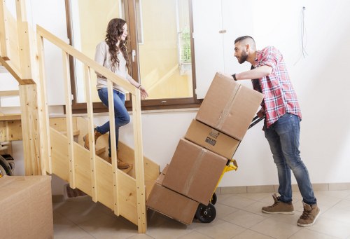 Moving van prepared for a South Kensington residential street