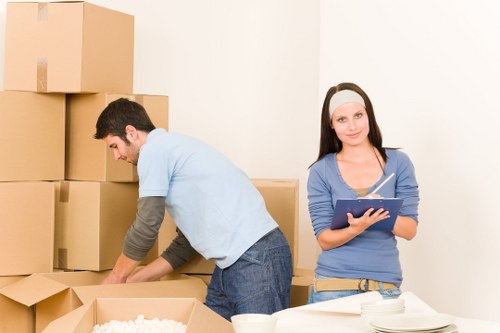 Packing materials and labelled boxes for a South Kensington moving service